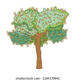 tree rural landscape in round icon