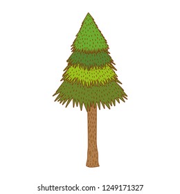 tree rural landscape in round icon