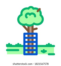 tree safe fence icon vector. tree safe fence sign. color symbol illustration