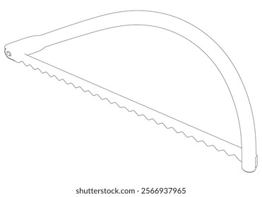 Tree Saw Line Art Vector Illustration on White Background. Intricate Design for Outdoor Work, Landscaping, and DIY Projects