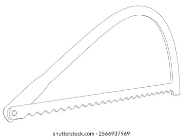 Tree Saw Line Art Vector Illustration on White Background. Intricate Design for Outdoor Work, Landscaping, and DIY Projects