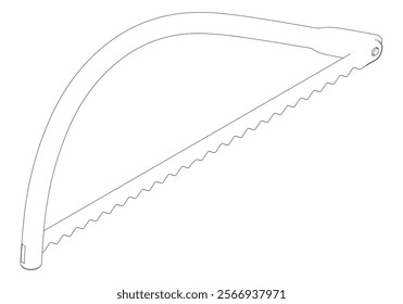 Tree Saw Line Art Vector Illustration on White Background. Intricate Design for Outdoor Work, Landscaping, and DIY Projects