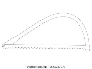 Tree Saw Line Art Vector Illustration on White Background. Intricate Design for Outdoor Work, Landscaping, and DIY Projects