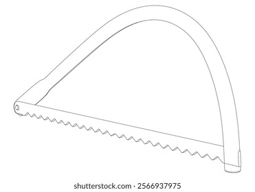 Tree Saw Line Art Vector Illustration on White Background. Intricate Design for Outdoor Work, Landscaping, and DIY Projects