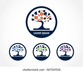 Tree with school element icons