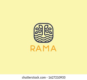 Tree and sea logo icon premium design template