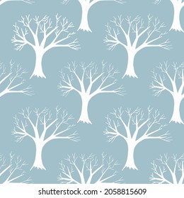 tree seamless pattern hand drawn doodle. vector, scandinavian, nordic, minimalism, monochrome. textiles, wrapping paper wallpaper winter forest