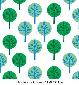  Tree seamless pattern. Round circle tree seamless pattern. Tree vector  illustration. Tree vector