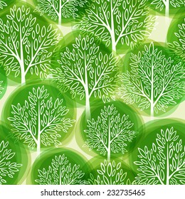 Tree seamless pattern. Vector illustration