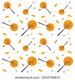 Tree Seamless Pattern Vector Illustration