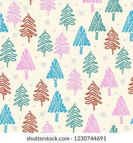 Tree seamless pattern for winter christmas holiday wallpaper and background. Good for fashion textile print and wrapping vector illustration.