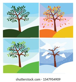 tree season set illustration vector