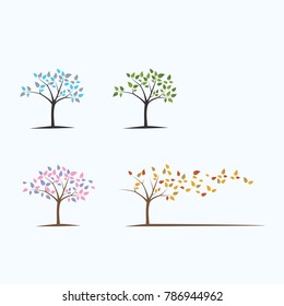 Tree Season Winter Spring Summer Autumn Vector