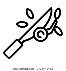 Vector de contorno de icono de tijeras de podar. Hierba de jardín. Pinzas de podar