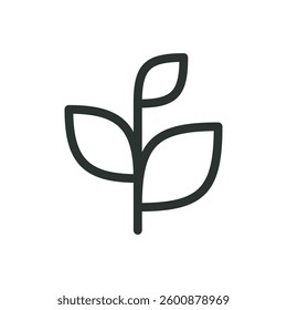 Tree seedling line icon, young tree sprout vector symbol with editable stroke