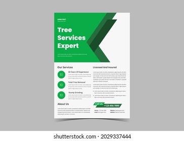 Tree Service Flyer Design Template. Tree Trimming And Removal Service Poster Leaflet Design. Lawn Service Flyer Design Template.