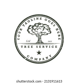 Tree Service Illustration For Residential Landscape Vintage Logo Design