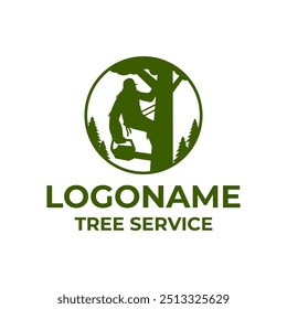 tree service logo template, bigfoot cutting tree logo