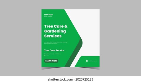 Tree Service Social Media Post. Garden Cleaning Service Social Media Banner Template