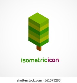 Tree set. 3d pixelate isometric vector