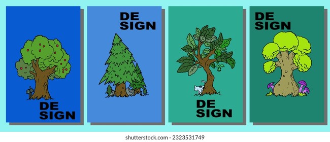 ilustración de fondo de conjunto de árbol para banner, afiche, fondo, plantilla, etc