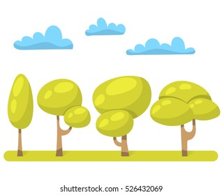 Tree set. Tree with clouds
