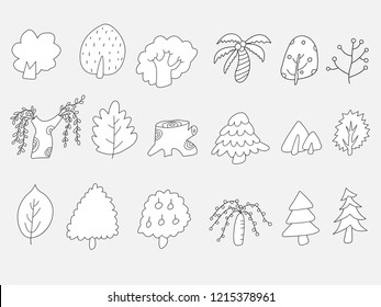 tree set for decoration, christmas tree, autumn tree vector template design