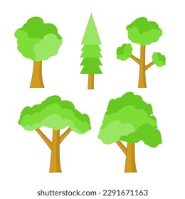 Tree set flat design isolated vector illustration