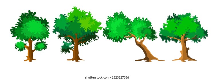 tree set flat design on white background