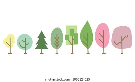 Tree set hand drawing isolated on white background , Illustration Vector EPS 10 