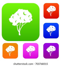 Tree set icon in different colors isolated vector illustration. Premium collection