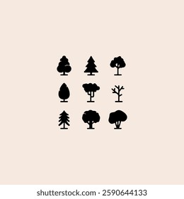 
Tree set icon flat vector design.