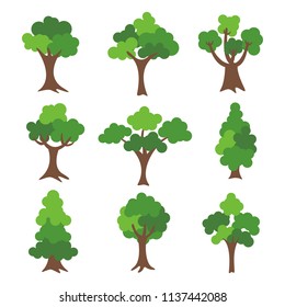 tree set isolated on white background. vector illustration design.