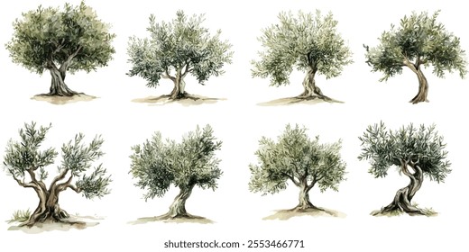 Tree set, isolated on white background, clear image, vector Tree collection