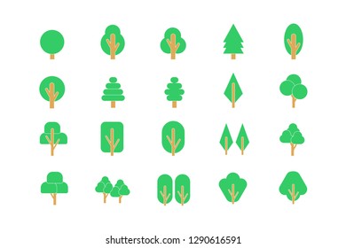 tree set line icon set with black color  vector  isolated illustration editable