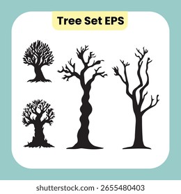 Silueta de conjunto de árbol – Colección de forma de árbol negro