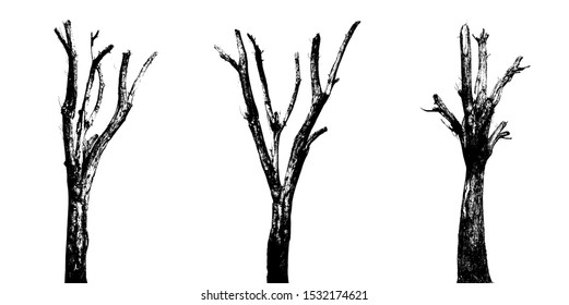 Tree set silhouette. 
The high contrast style isolated on background, vector file. 