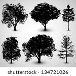 Tree Set Silhouettes | EPS10 Vector