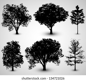 Tree Set Silhouettes | EPS10 Vector