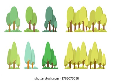 Tree set vector design illustration isolated on white background