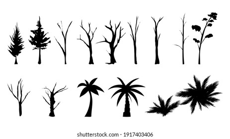 Tree sets used in various ,isolated on white background. Vector Illustration EPS 10