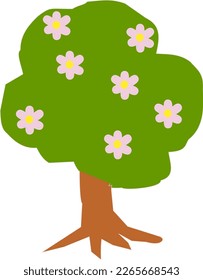 Un árbol con siete flores rosas