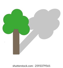 Tree with shadow. Green nature icon. Minimalistic vector symbol. Simple eco graphic. EPS 10.