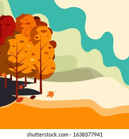 Tree shadow illustration design, Orange tree with shadow vector design.