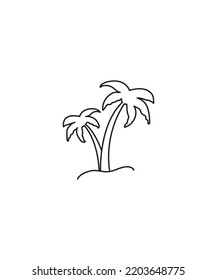 Tree with shadow line art isolated on white background - Vector illustration outline. 