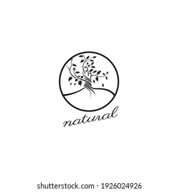 tree shape circle logo vector illustration nature design