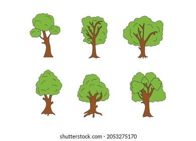 tree shape collection, simple vector illustration