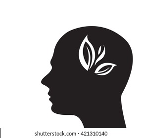 Tree in the shape of head on dark background