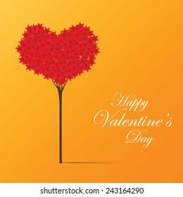 Tree in the shape of heart. Valentines day background
