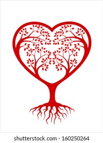 Tree in the shape of heart. Vector on white background